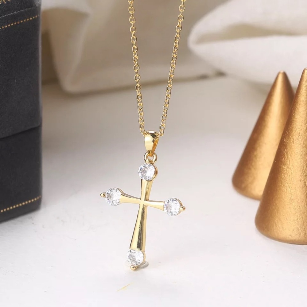 Gold Plated Double Fair Goth Pendants Necklace - Picture 3 of 8